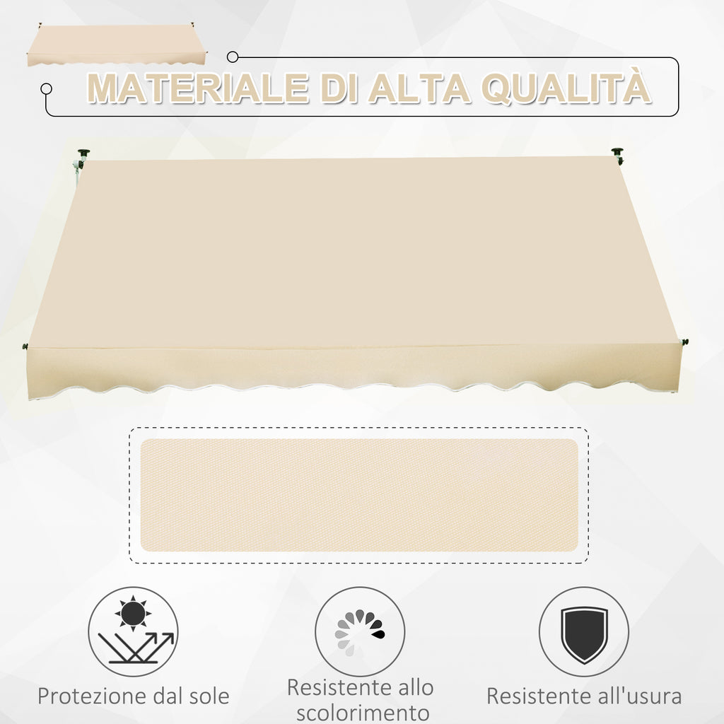 Outsunny 3x1.5m Arm Awning with Crank and Telescopic Structure, Beige