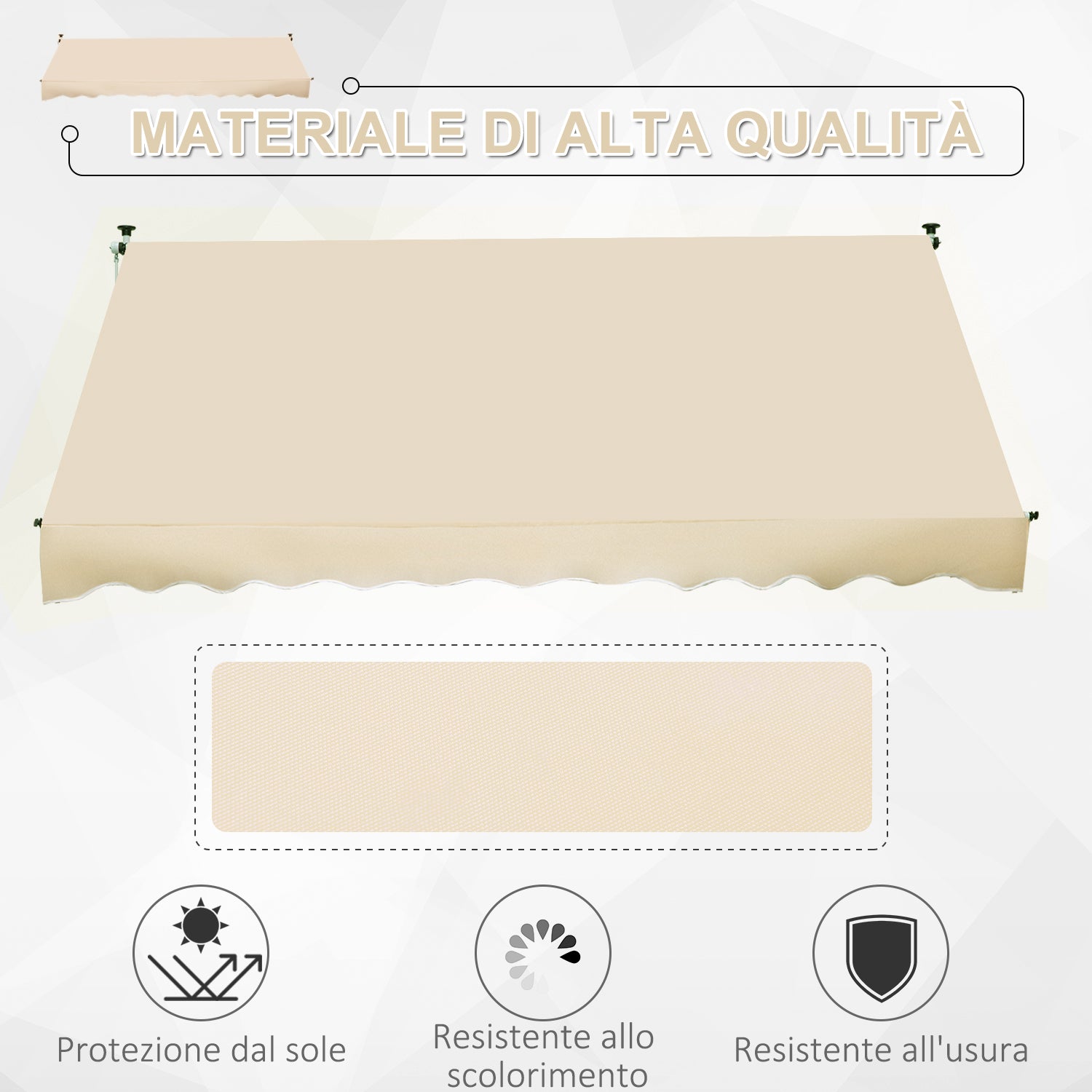 Outsunny 3x1.5m Arm Awning with Crank and Telescopic Structure, Beige