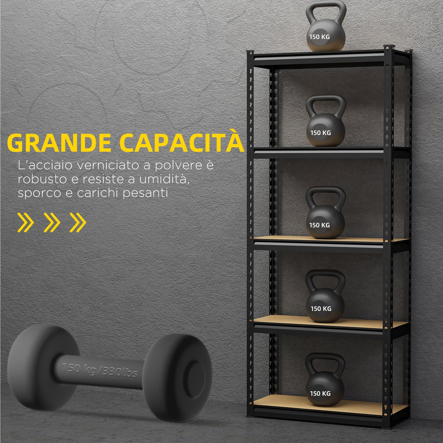 5-Tier Industrial Shelving Unit, 2-Piece Set in MDF and Steel with Open and Adjustable Shelves, 70x30x167.5 cm