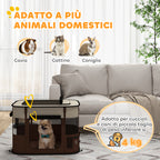PawHut Pet Playpen with 6 Windows, 3 Doors and 2 Storage Bags, Polyester and Steel, 74x60x45 cm, Brown