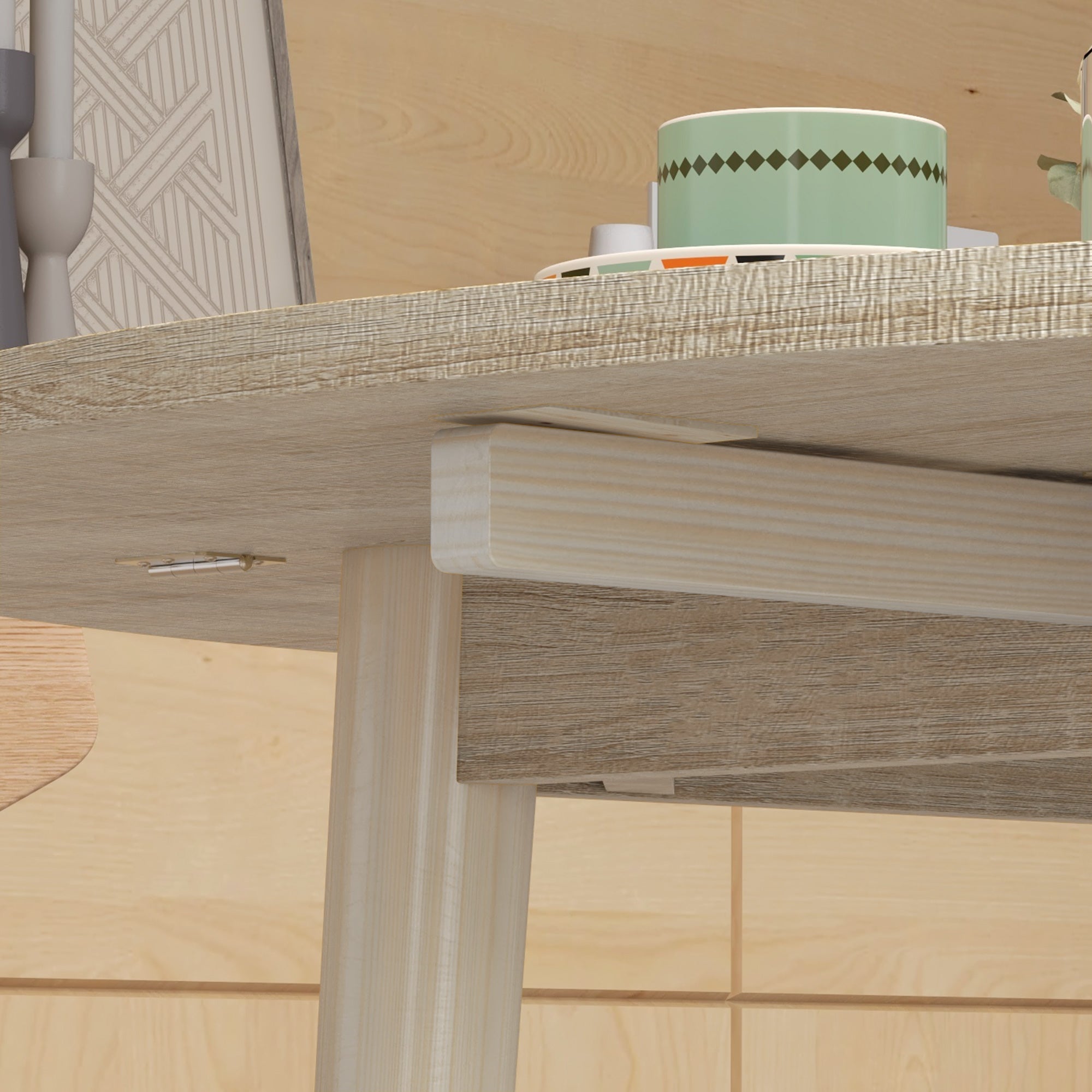 HOMCOM Modern Folding Table for Kitchen and Living Room, in Chipboard, Ø89x73.5 cm - Borgè