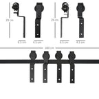 Homcom Sliding Stainless Sliding Door Kit with track, rollers, stops, guides, bolts and screws, 200x0.6x4 cm, black - Borgè