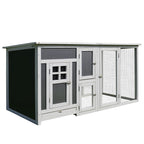 Wood Chicken Coop Hutch Hen House Cage PC Roof w/ Run Nest Box Deluxe 160 x 75 x 80 cm, Grey and white - Borge' Group Limited