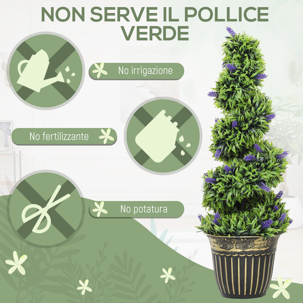 Set of 2 Artificial PE Spiral Plants, 90cm, with Pot Included, Green and Blue