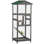 165cm Tall Outdoor Wooden Bird Cage with 2 Doors and Pull Out Tray, Light Grey