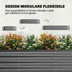 Outsunny Raised Vegetable Garden with Trellis for Climbing Plants and Open Metal Bottom, 220x110x150 cm, Dark Grey
