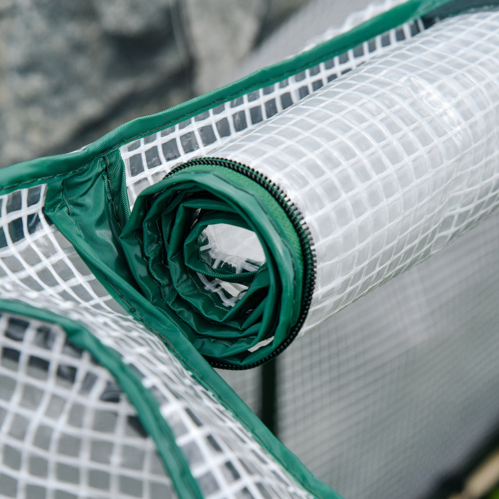 Vegetable Garden Bed with Greenhouse, Outdoor Plant Holder in Wood and PE for Flowers and Vegetables, 121x55x117cm