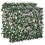 Artificial Hedge with 2 Sections of 356 Ivy Leaves, in Polyester and Rattan, 200x100 cm, Green and Brown