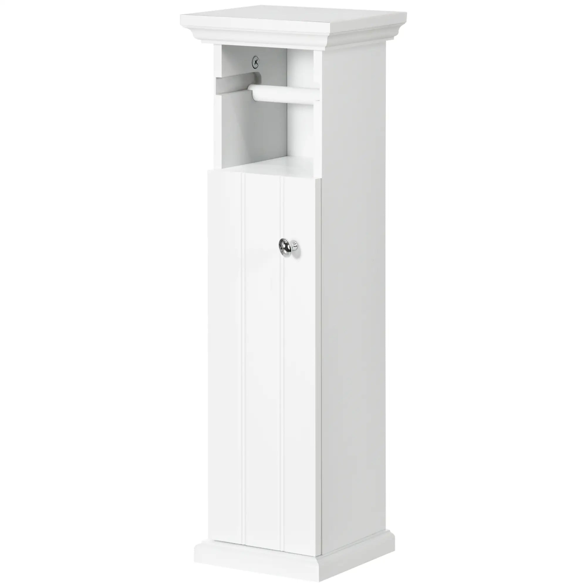 Bathroom Cabinet with Toilet Paper Holder and MDF Wood Cabinet, 21.5x17.8x66.5cm, White