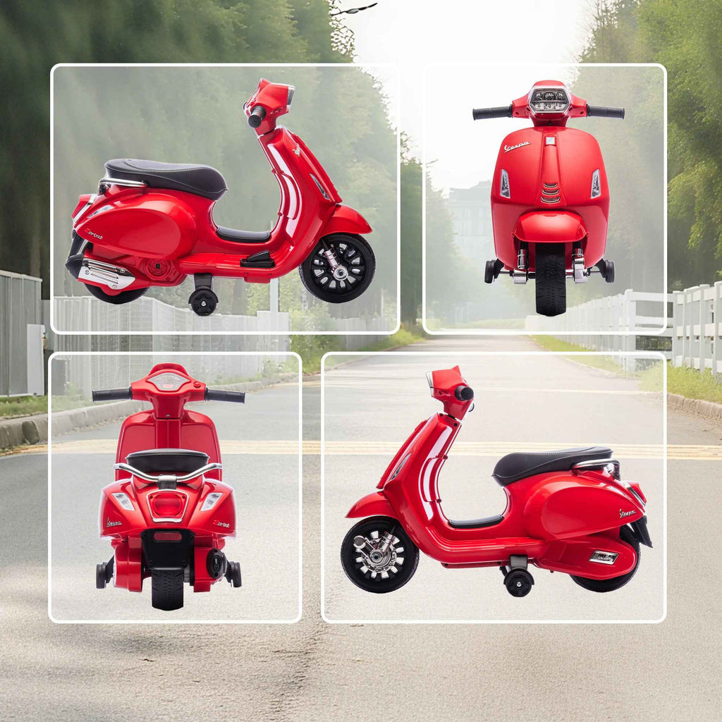 Electric Motorcycle for Kids Ages 2-6 with 6V Battery, Headlight, Horn and Auxiliary Wheels, Red