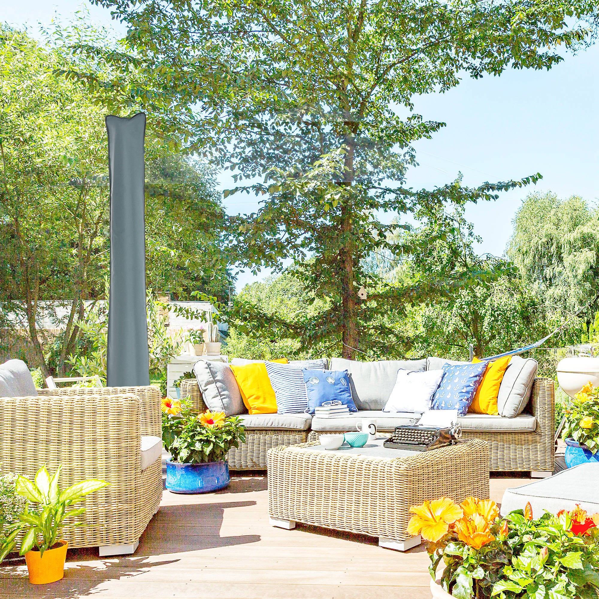 Waterproof Umbrella Cover, Umbrella Cover Case with Zipper and Tie, Grey