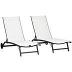 Outsunny Set of 2 Sun Loungers with Reclining Backrest, in Aluminum and Breathable Fabric, 66x165x102 cm, Cream