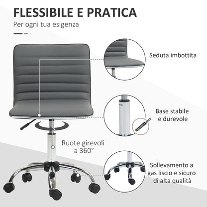 Ergonomic PU Leather Office Chair with Adjustable Height, Swivel Seat and Wheels, Dark Grey