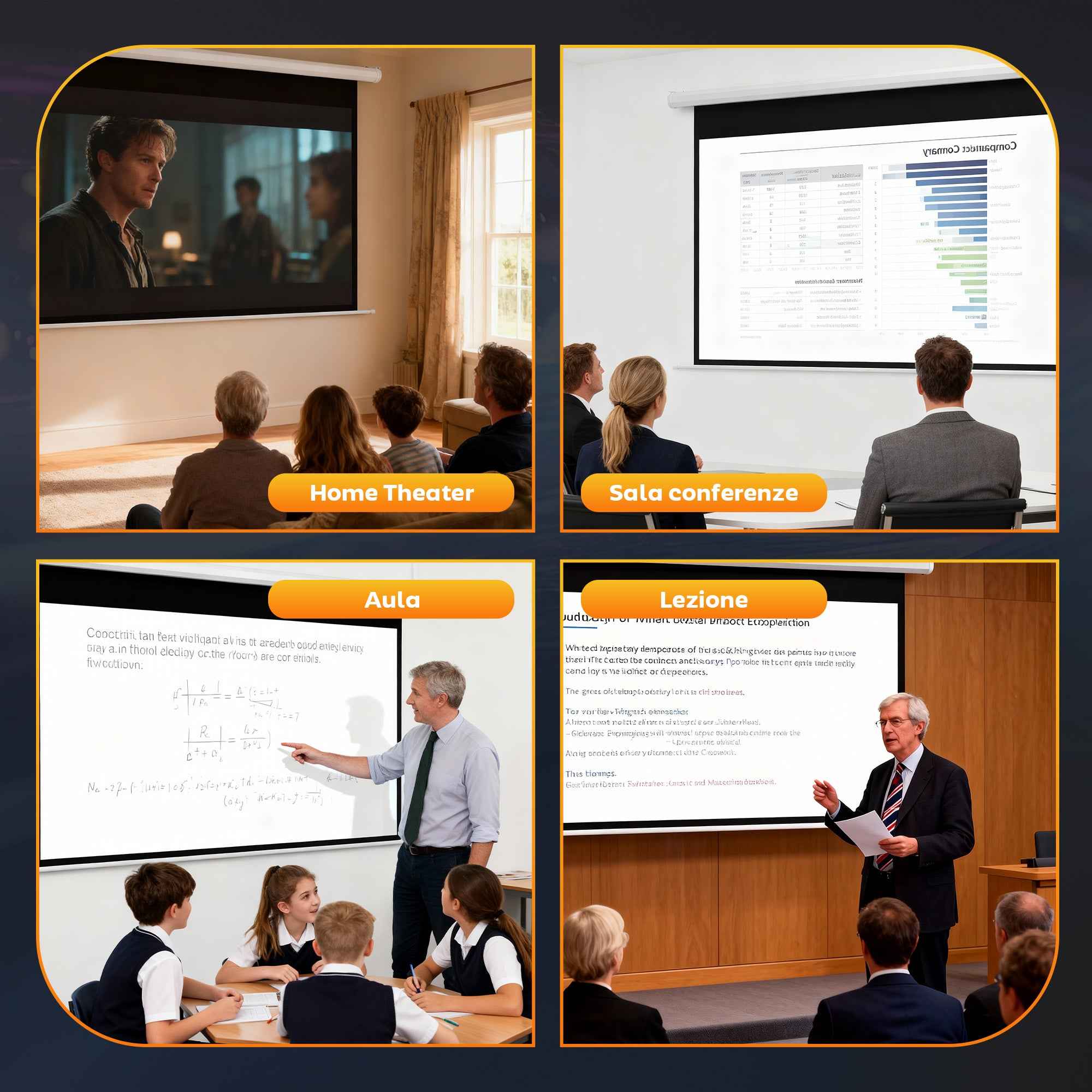 HOMCOM 100" 16:9 Motorized Projector Screen with Remote Control, 251x8x168 cm, White