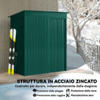 Outsunny Metal Garden Shed with Vents and Sliding Door, 159x106x181 cm, Green