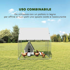 PawHut Outdoor Chicken Coop with Roof and Locks, Galvanized Steel, 2x2x2 m, Silver