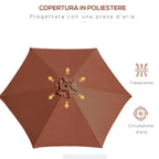Tilting Garden Umbrella with Crank, in Aluminium, Metal and Polyester, Ø260x235 cm, Black and Coffee