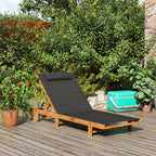 Sun Lounger with 4-Position Adjustable Backrest, Wheels and Headrest, Black