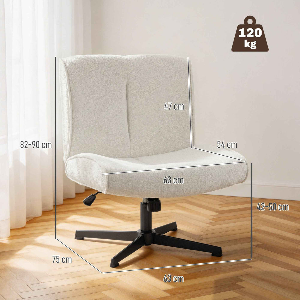 HOMCOM 360° Swivel Lounge Chair, Height-Adjustable, Teardrop Velvet, Without Armrests, Cream