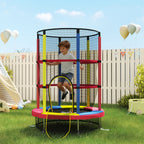 HOMCOM Trampoline for Children 3-6 Years with Safety Net, Without Springs, Ø160x190 cm, Multicolored