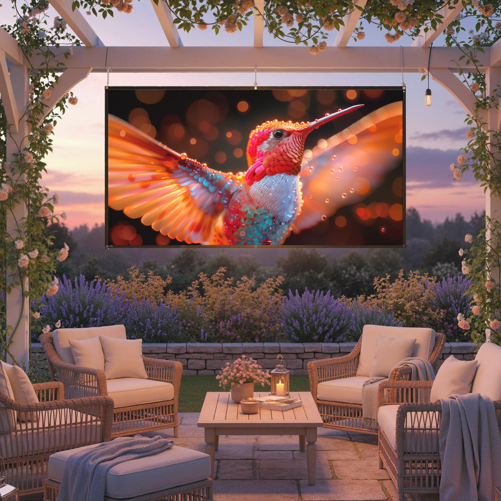 HOMCOM 100" 16:9 HD 4K/8K Projector Screen, Foldable and Portable, Anti-Wrinkle and Washable, Double-Sided, White