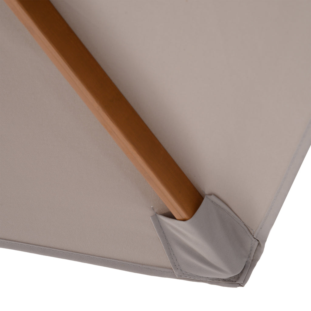 Garden Umbrella with 6 Ribs in Wood and Polyester Fabric, 2.5x2.3m, Gray - Borgè