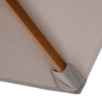 Garden Umbrella with 6 Ribs in Wood and Polyester Fabric, 2.5x2.3m, Gray - Borgè