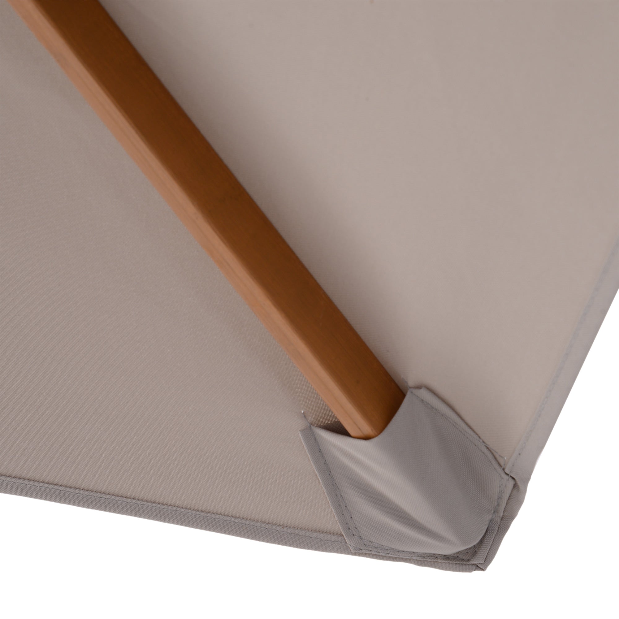 Garden Umbrella with 6 Ribs in Wood and Polyester Fabric, 2.5x2.3m, Gray - Borgè