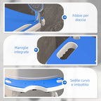 Height-Adjustable Shower Stool with Handle, U-Shaped Padded Seat and Non-Slip Feet, Blue