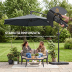 Outsunny Cantilever Umbrella with Cross Base, Metal and Polyester, 302x295x242 cm, Dark Grey