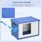 PawHut Outdoor Dog Kennel for Small Dogs in PE with Entrance and 2 Side Air Vents, 60x42x40 cm, Blue and White