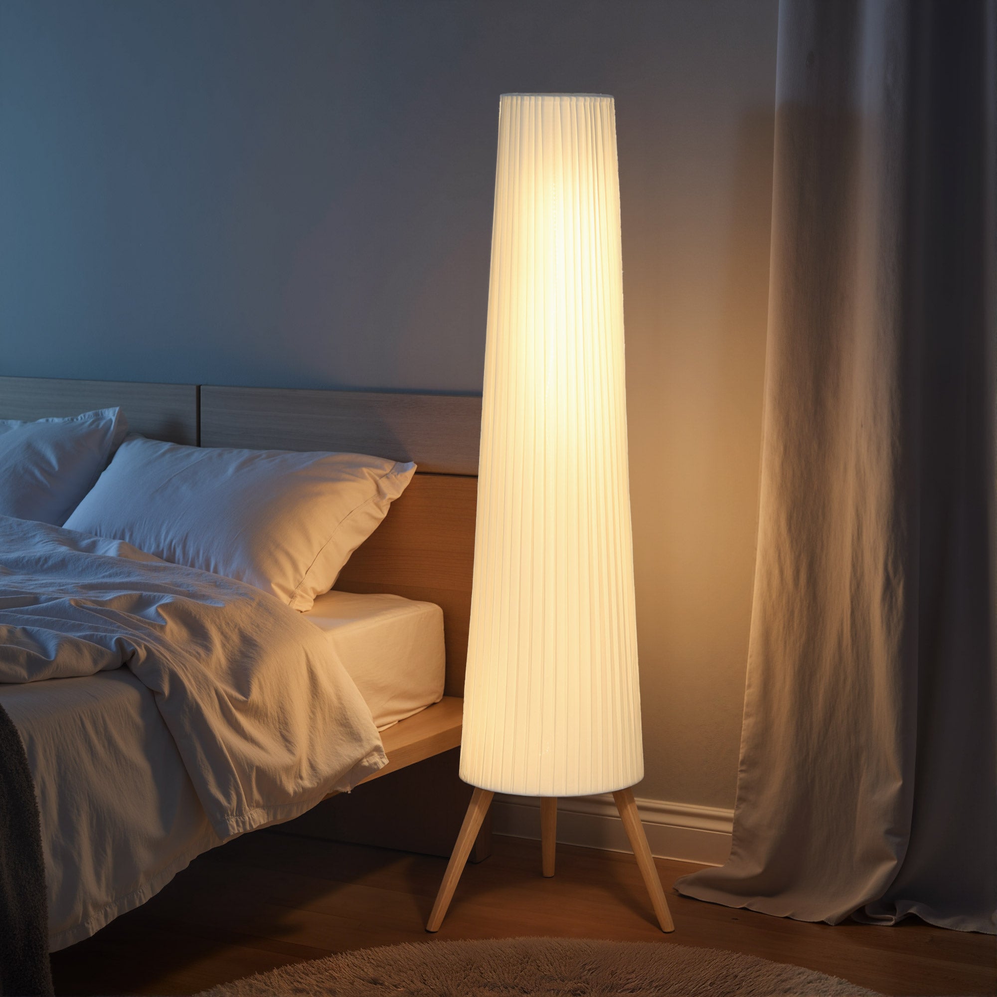 HOMCOM Tripod Floor Lamp with Foot Switch and Adjustable Brightness, 46x46x153 cm, White