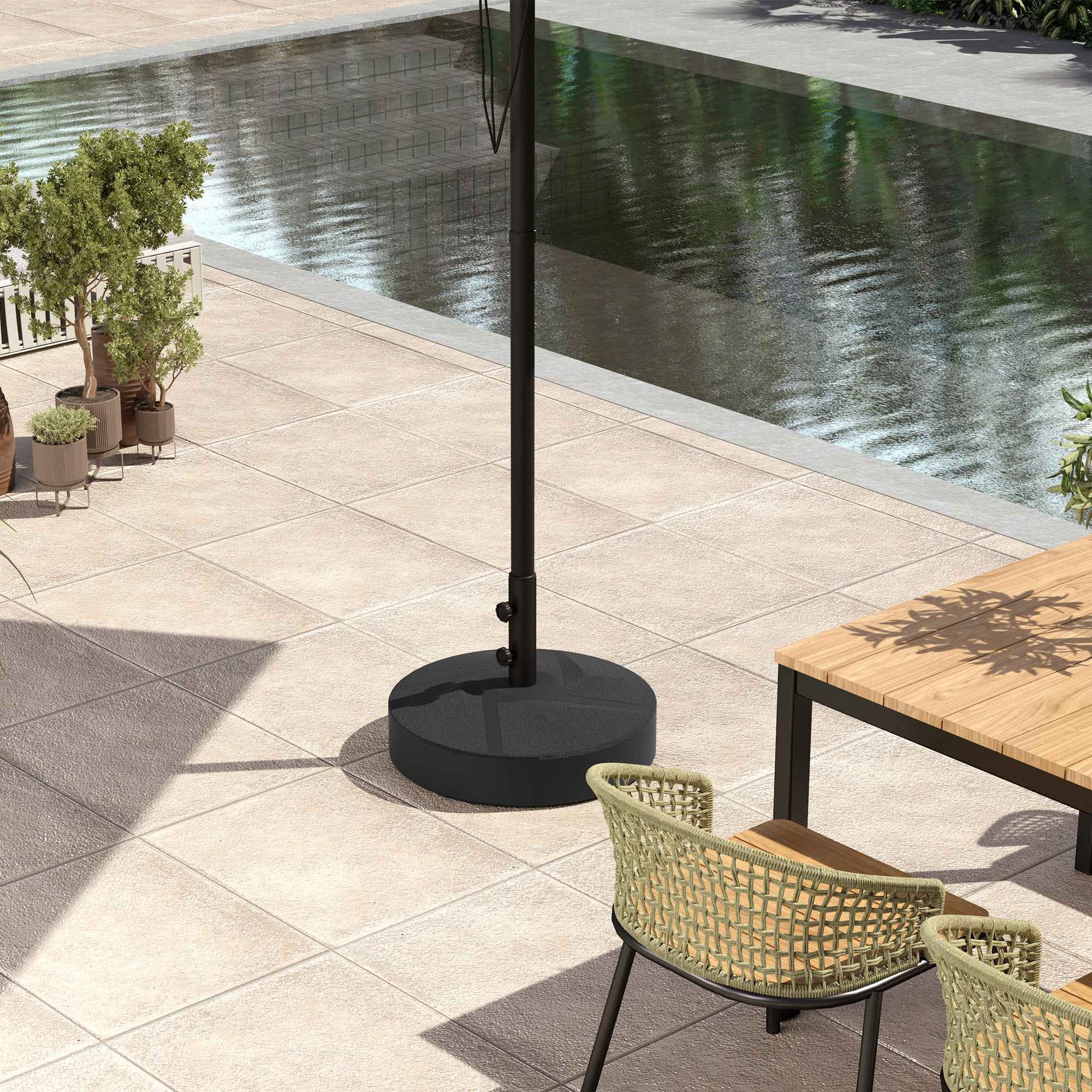 Outsunny Umbrella Base Fillable with Water 25kg/Sand 30kg, for Ø36/38/48mm Umbrella Poles, Black