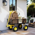 Steel Garden Cart with 200kg Capacity and Removable Side Walls, 104x54x51 cm, Black and Yellow