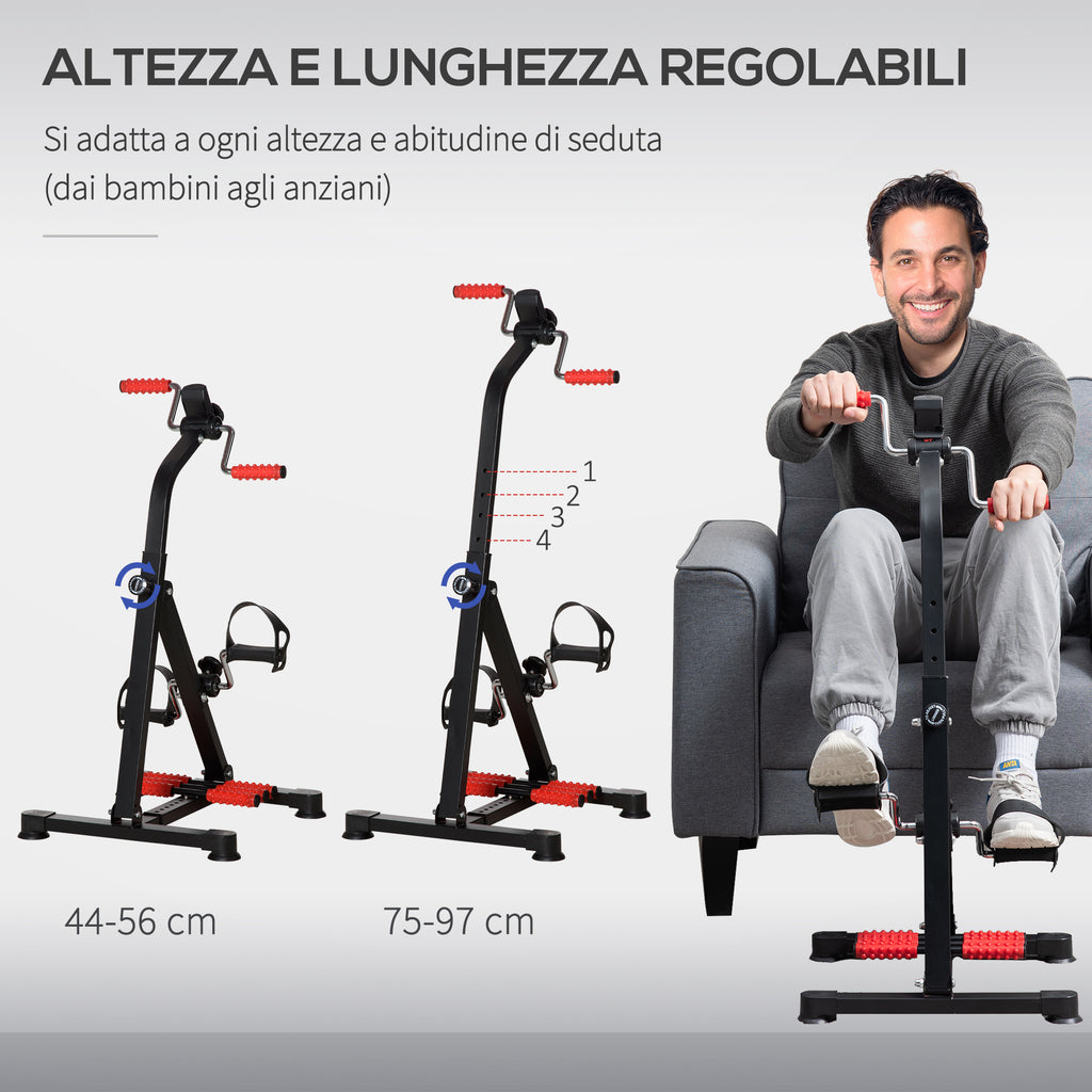 Arm and Leg Pedal Exerciser with LCD Screen, Adjustable Height and Resistance, 56x44-56x75-97 cm