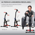 Arm and Leg Pedal Exerciser with LCD Screen, Adjustable Height and Resistance, 56x44-56x75-97 cm