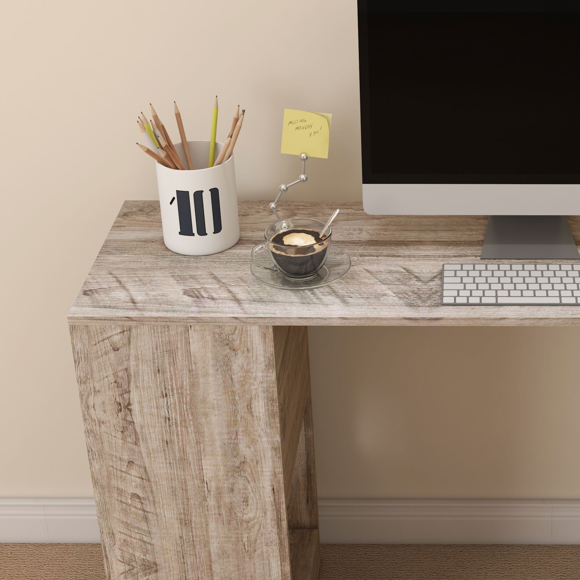 Space-Saving Corner Desk with S-Shaped Shelf, Wooden, 140x120x78 cm, Wood Effect Grey