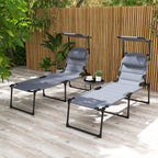 Outsunny set 2 reclining sunburns adjustable height, 70x201.5x45 cm, gray black - Borgè