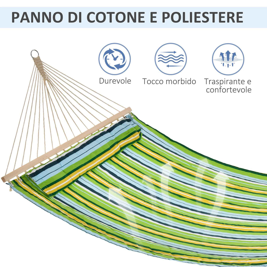 Outsunny Garden Hammock for 1-2 People Max 180kg Indoor and Outdoor with Removable Cushion 400x140cm