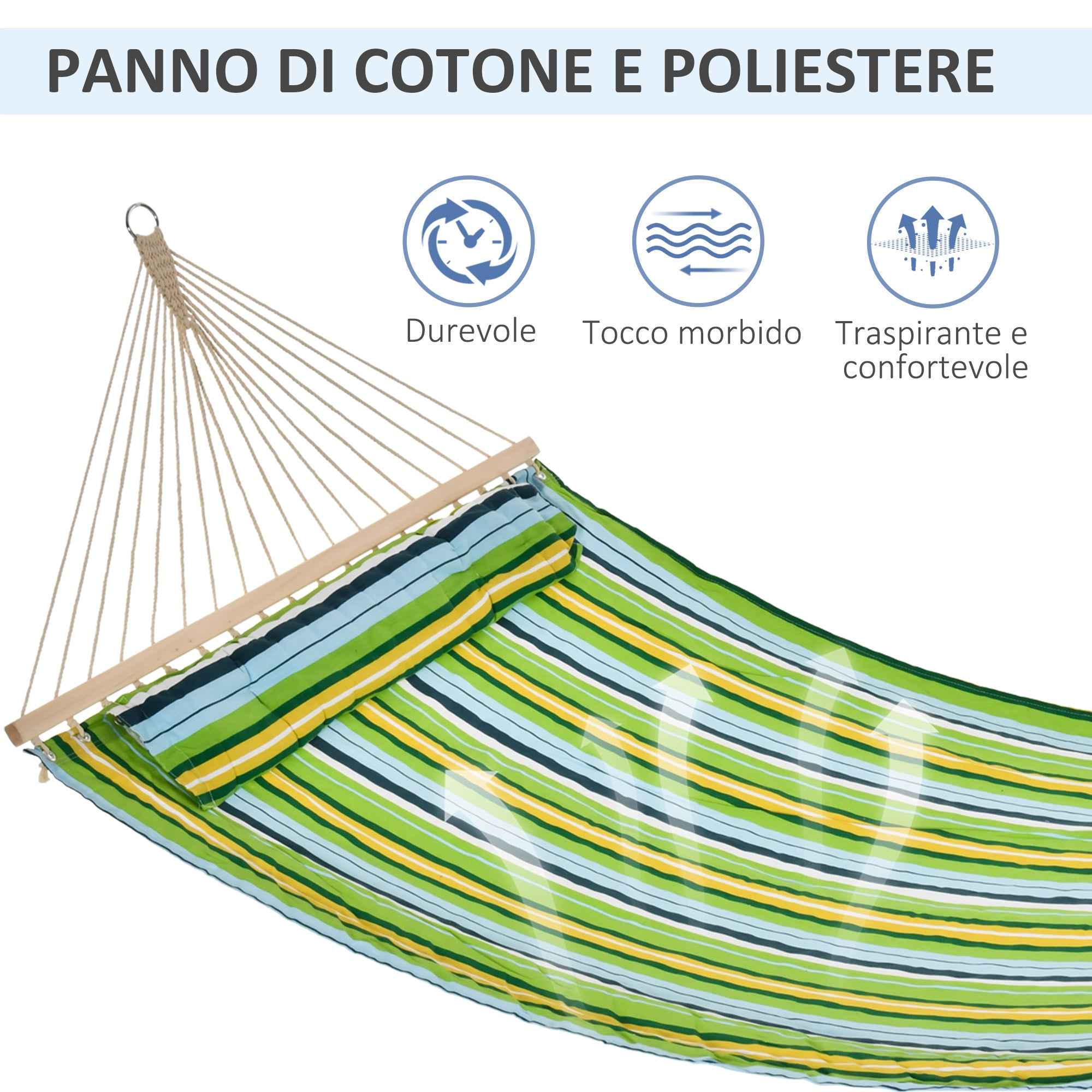 Outsunny Garden Hammock for 1-2 People Max 180kg Indoor and Outdoor with Removable Cushion 400x140cm