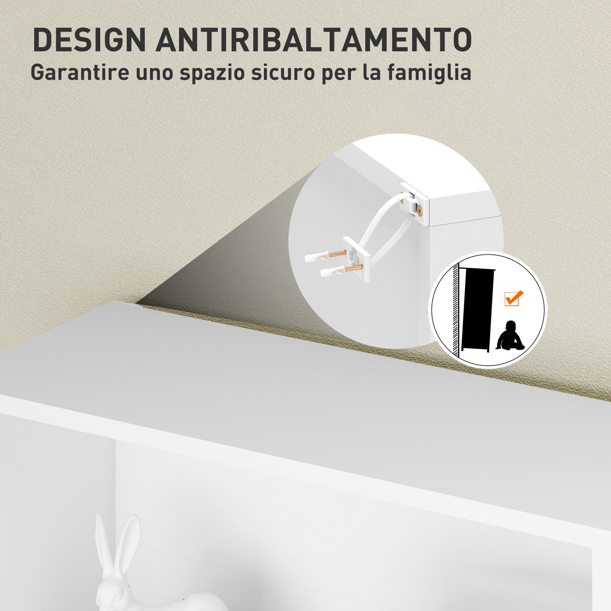 4-Shelf Bookcase Cabinet with 2 Flexible Shelves, in Wood, 60x24x115.5 cm, White