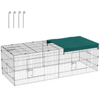 Pawhut for outdoor and interior rabbits with steel roof, 220x85x70cm, green - Borgè