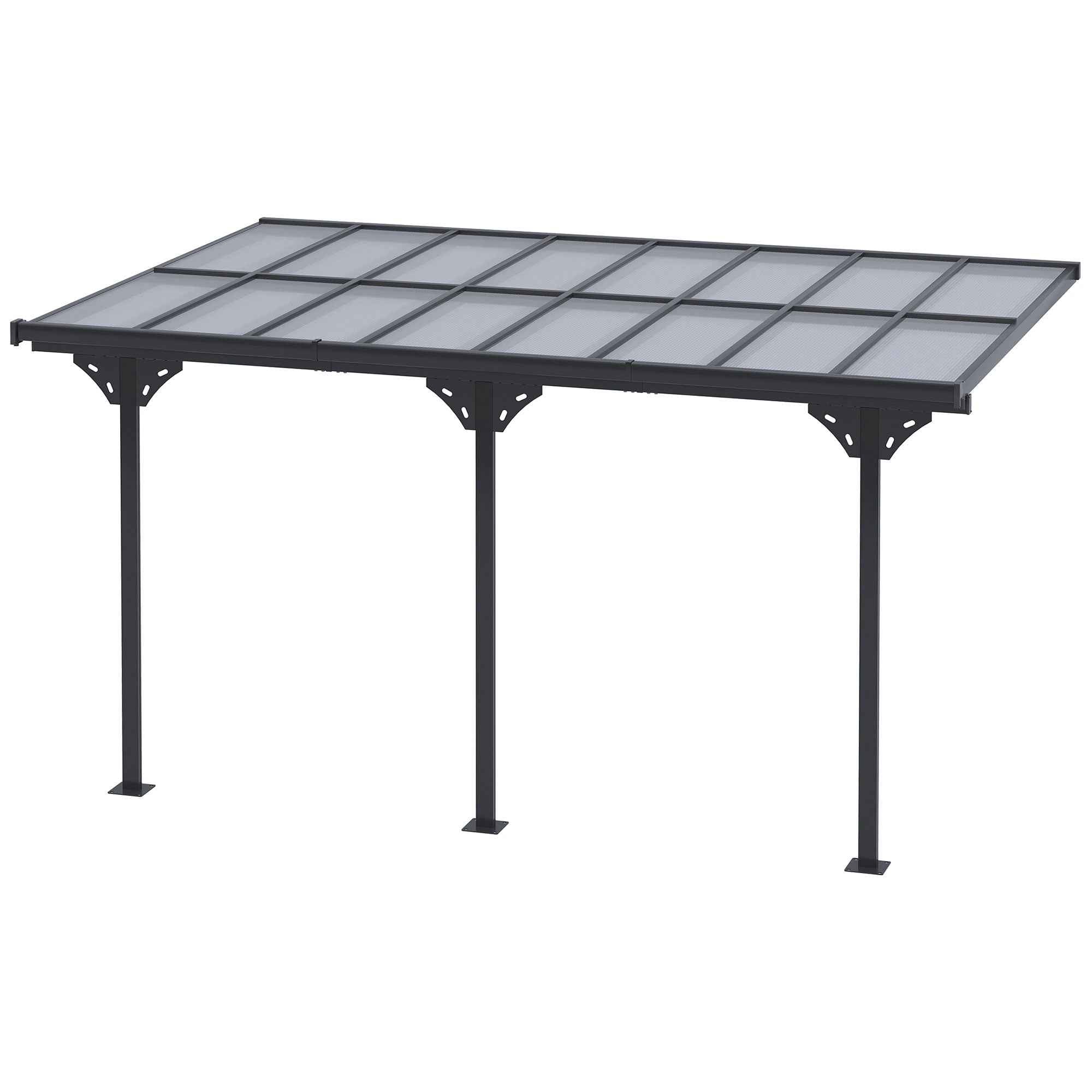 Outsunny 4.4x3m Adjustable Garden Pergola in Polycarbonate and Aluminum, Grey