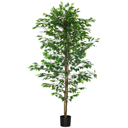 Artificial Ficus Plant 180cm for Indoor and Outdoor with Filled Metal Pot, Green