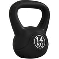 HOMCOM 14kg Plastic and Sand Kettlebell with Flat Base and Handle, Black