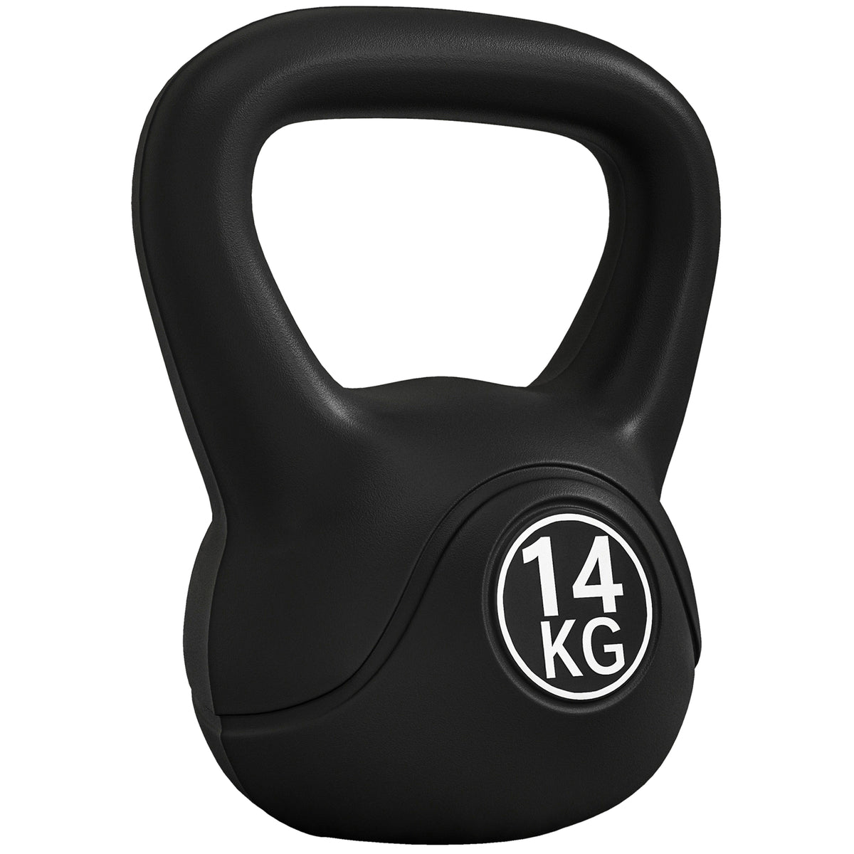 HOMCOM 14kg Plastic and Sand Kettlebell with Flat Base and Handle, Black