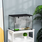 Reptile Terrarium, Reptile Breeding Box, Terrarium Hut, Sliding Lid, Metal Grid, Thermometer, Black