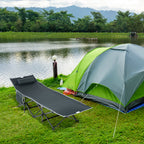 Folding and Padded Camping Cot with Storage Pocket, 188x64.5x53 cm, Gray