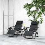 Outsunny Set of 2 Zero Gravity Folding Lounge Chairs with Adjustable Backrest and Table, Black