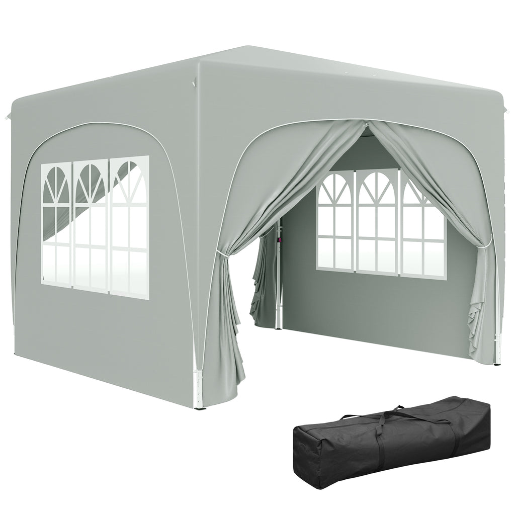 Folding Garden Gazebo 3x3m with Adjustable Height, UPF50+ Protection and Bag, Light Grey